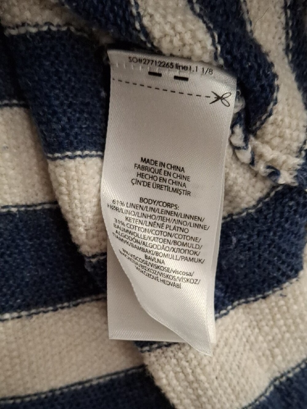 Polo by Ralph Lauren Navy & White Striped Crewneck Linen Blend Sweater Size Sm. - Picture 4 of 5